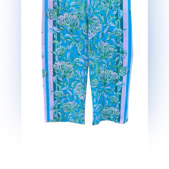 Lilly Pulitzer XS Blue Floral Pull-On Pants Resort Lounge Viscose - Picture 6 of 10